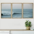 thumbnail image 3 of PixonSign Framed Wall Art Set Wide Angle Rushing Ocean Waves and Surfers Nature Wilderness Photography Modern Chic Scenic Modern Art for Living Room, Bedroom, Office - 16"x24"x3 Natural, 3 of 5