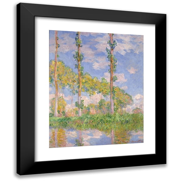 Claude Monet 12x14 Black Modern Framed Museum Art Print Titled - Poplars in the Sun (1891)