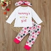 Newborn Baby Girls Boys Letter Print Tops+Pant 3PCS Outfits Set Clothes
