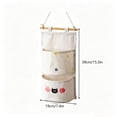 thumbnail image 3 of SLYNSHome 2-Pocket Fabric Organizer Bag,Hanging Foldable Bag Beige Wall Mount Storage Pouch For Bedroom, Bathroom, Kitchen Door Small Sundry Storage, 3 of 7