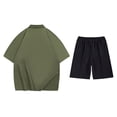 thumbnail image 2 of Yaoyar Mens Round Neck Button Detail Short Sleeve Top with Drawstring Elastic Waist Shorts Casual Two Piece Set Coordinated Outfit, 2 of 7