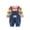 Saffron, variant on Infant Overalls Set Long Sleeve Striped Top with Bear Face Denim Suspender Pants Soft Cotton Blend Children Outfit for Boys Girls