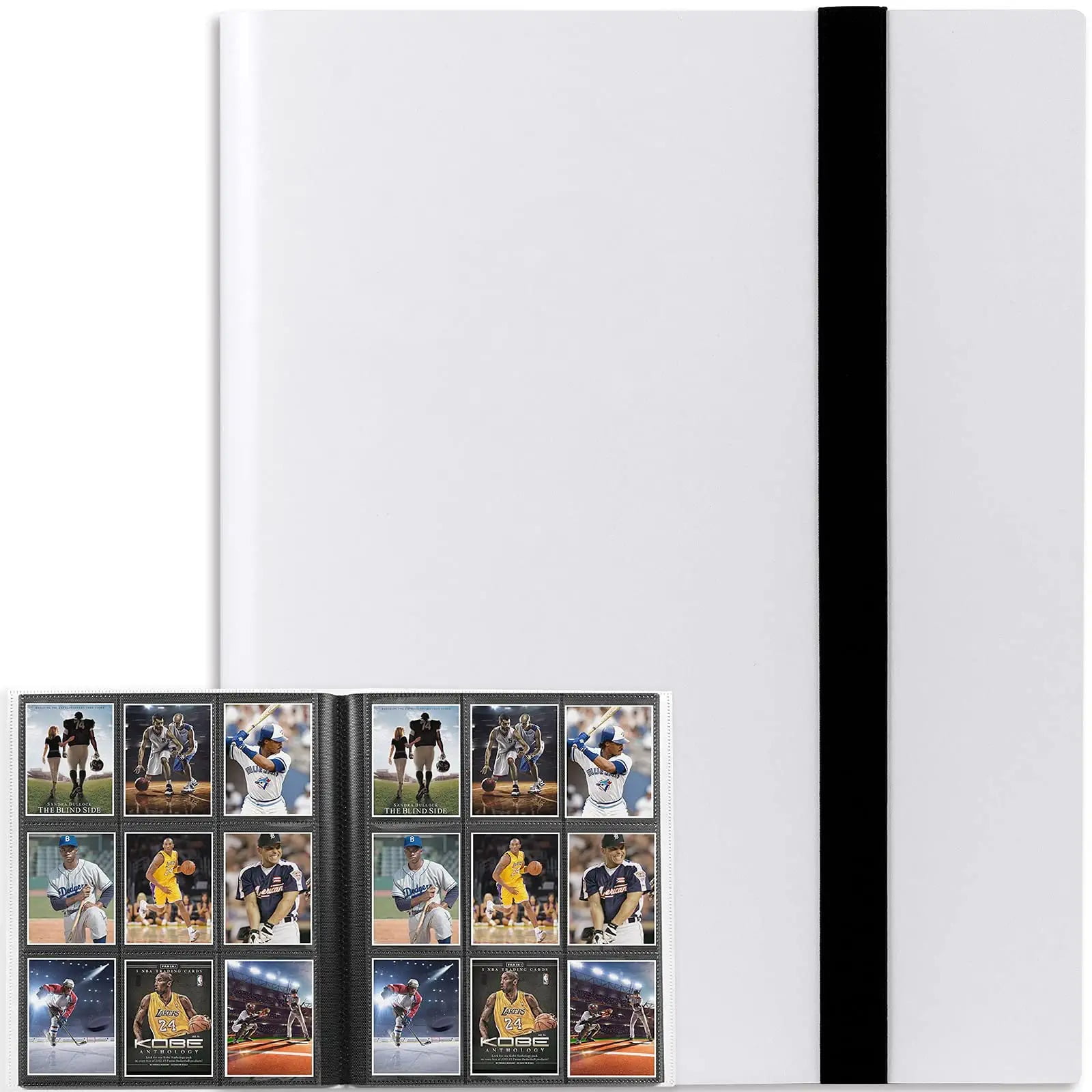 ACEUR Trading Card Binder with 360 Side Loading Pockets,9 Pockets White