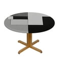 thumbnail image 3 of Nawypu  Round Fitted Tablecloth with Elastic Edged, Abstract Art Table Cloth for Dining Table Waterproof Oil Proof Table Cover for Indoor Outdoor Black Gray White Color Block, 3 of 7