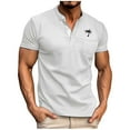thumbnail image 2 of Tops para hombre, blusas y camisas de manga corta con cuello redondo para hombre, blusas casuales con estampado de botones, manga corta, cuello vuelto, blusas de poliéster para hombre, 2 of 6