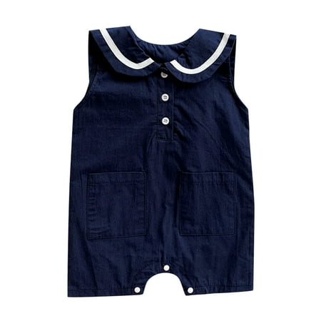 

fvwitlyh Inc Romper Baby Boys Girls Sleeveless Lapel Romper Bodysuit 3 Month Baby Boy Winter Clothes