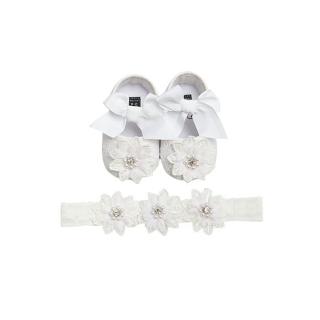 

Multitrust Baby Shoes Girls Bowknot Flowers Walking Shoes Soft Sole Footwear