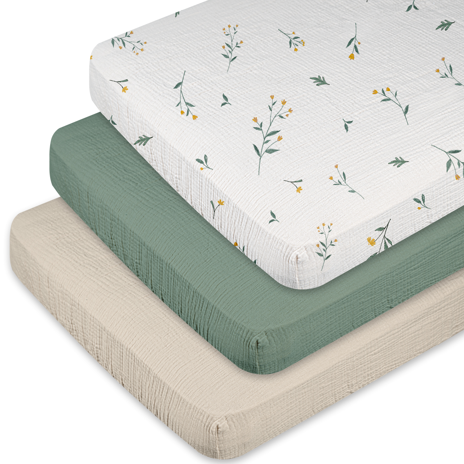 Gllquen Baby Mini Crib Fitted Sheets, 3-Pack photo 2
