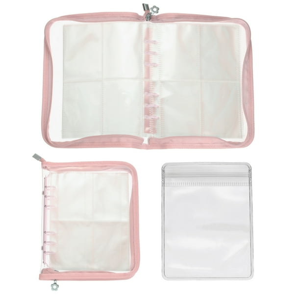 Uxcell 1 Set de Organizador de Pendientes Transparente para Viaje con Bolsillo para Collar y Pulsera, Rosa