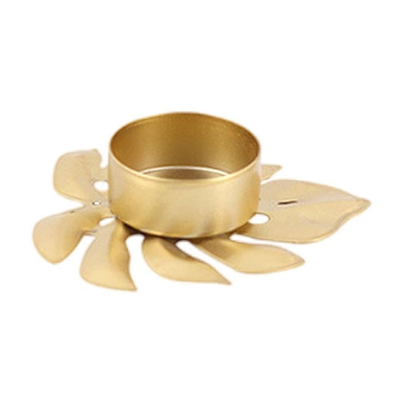Lazsy Tealight Holder Home Office Candles Stand Gold Plating Candlestick Ornament Gold A