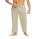 thumbnail image 5 of Pantalones largos para hombre, color liso, con bolsillos ajustados, pantalones largos para hombre, pantalones de poliéster y algodón., 5 of 6