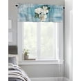 thumbnail image 4 of Kitchen Cafe Valance Curtain for Small Windows,Watercolor White Blossom Flowers with Leaf Rod Pocket Valances Natural Floral Plant Window Treatment Panel for Living Room/Bedroom/Bathroom,54x18in, 4 of 9