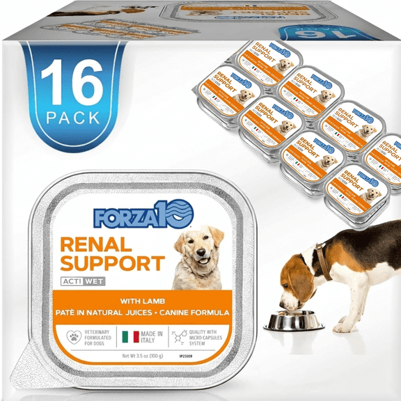 Forza10 Renal Wet Dog Food for Adult Dogs - 3.5 oz, 16 Pack - Lamb Flavor | Actiwet Renal Support Vet-Formulated with Cranberries, Dried Dandelion and Dried Clover - Non-GMO - Made in Italy