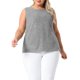 thumbnail image 1 of Camisetas sin mangas de talla grande para mujer GRACE & GRANDEUR, con cuello redondo, de canalé, elásticas, básicas y casuales para el verano 2025 4X gris, 1 of 1