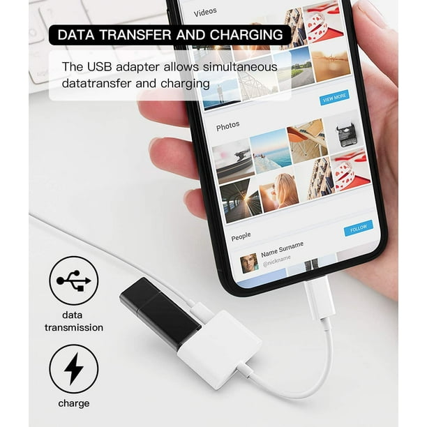 Lightning Male to USB Female Adapter ( Apple MFI Certified)OTG and Charger Cable for iPhone 14/13/ 12/11 Mini max pro xs xr x air Camera Memory Stick Flash Drive Cord Converter