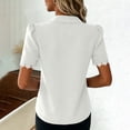 thumbnail image 6 of ClodeEU Women's Collared V Neck Short Sleeve Button Shirt with Lace Trim,Casual Fitted Work Shirt for Office White,Women's Plus XL, 6 of 7