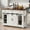White, variant on 58 Inch Farmhouse Kitchen Island with Sliding Barn Doors & Metal Grid Side Door, Black MDF Mobile Cart with Drop Leaf, Power Outlet, Glass Holders and 3 Drawers for Large Modern Kitchen