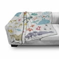 thumbnail image 3 of Ocean Soft Flannel Fleece Throw Blanket, Whale Squid Sea Lion Shark Jellyfish Clownfish Dolphin Starfish Stingrays Colorful, Cozy Plush for Indoor and Outdoor Use, 60" x 80", Multicolor, by Ambesonne, 3 of 6