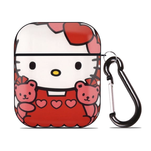 Hello Kitty AirPods 2nd Generation Protective Case (Hard Shell Black) AirPods Protective Case PC Protective Case Buckle, Compatible with Apple AirPods 2nd Generation Charging Box