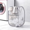 thumbnail image 3 of Otufan Collapsible Laundry Baskets Portable Pop-up  Clothes Storage Hamper with Side Pocket and Reinforced Carry Handles for for Laundry, Bathroom, Kids Room or Travel, Gray Horizontal, 3 of 9