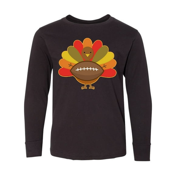Inktastic Thanksgiving Day Turkey Football Fan Long Sleeve Youth T-Shirt