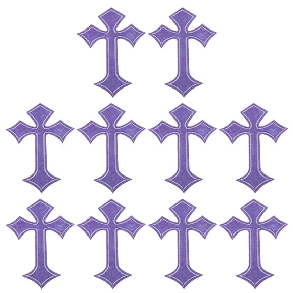 Uxcell 10 Pcs Cross Embroidered Patches Iron on Decorative Patches, 4.1"Lx2.8"W, Purple