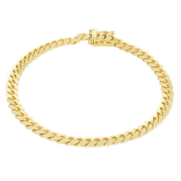 Nuragold 14k Real Yellow Gold Solid Miami Cuban Link 5mm Chain Bracelet (7"-9") Italian Jewelry for Men