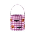thumbnail image 2 of KKOUHVY Halloween Candy Bags, Reusable Fabric Trick or Treat Bags, Plaid Halloween Ghost Pumpkin Buckets for Candies Snacks Gift Party Decor, Purple, 2 of 7