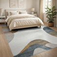 thumbnail image 3 of ODIKA 8'x10' Washable Area Rug Non-Slip Chair-Friendly Mat Table Abstract Marbled Swirl Neutral Farmhouse Tones Brushstroke for Dining Room, Large Office, Lounge, 3 of 7