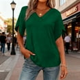 thumbnail image 2 of Yeaiivve V Neck T Shirts for Women Petal Short Sleeve Workout Womens Tops Summer Beach Vacation Fashion Clothes 2026 Army Green,XL, 2 of 7