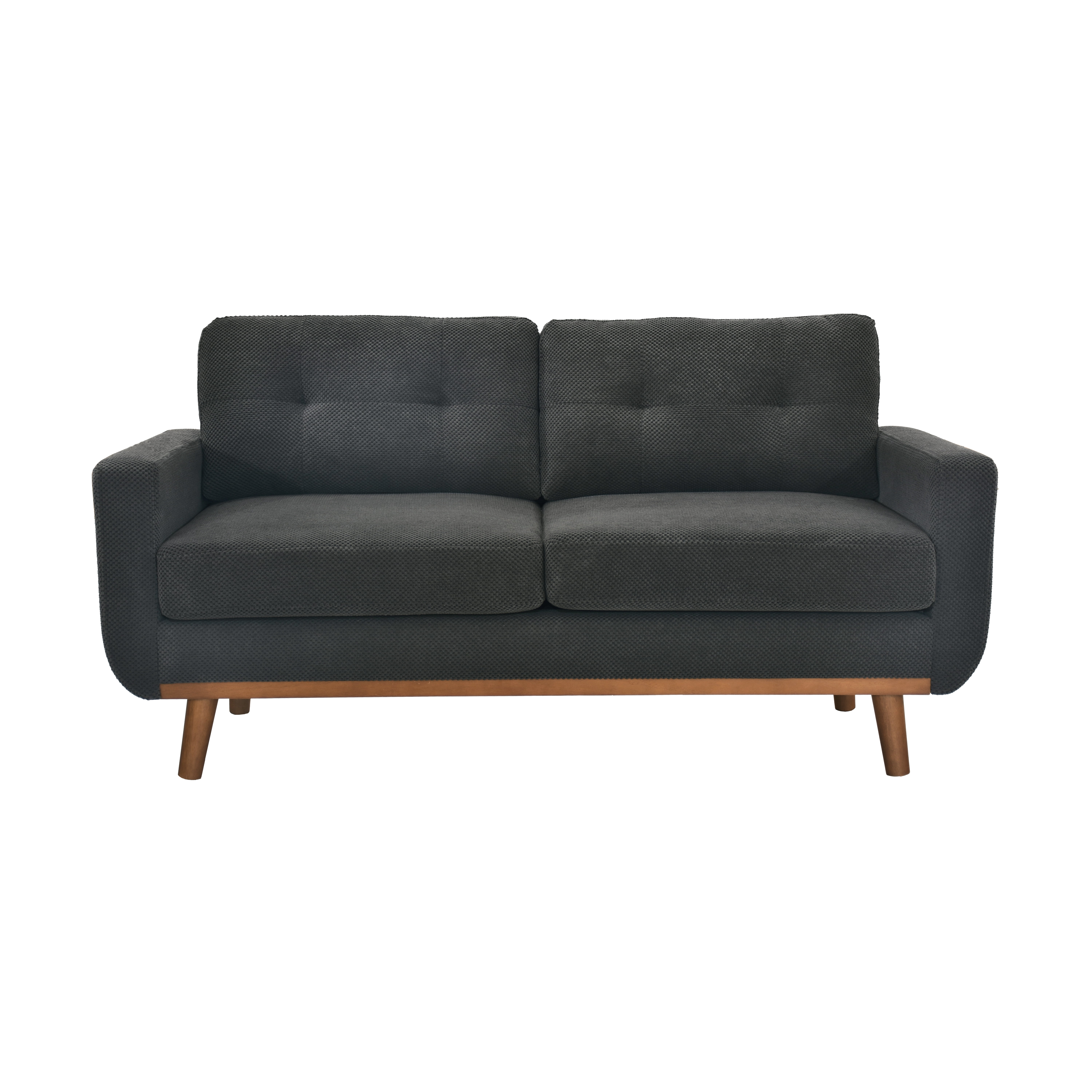 Leumius 65" Modern 2-Seater Sofa Upholstered Loveseat Sofa Couch with olid Wood Legs for Living Room,Apartment,Bedroom,DARK GREY