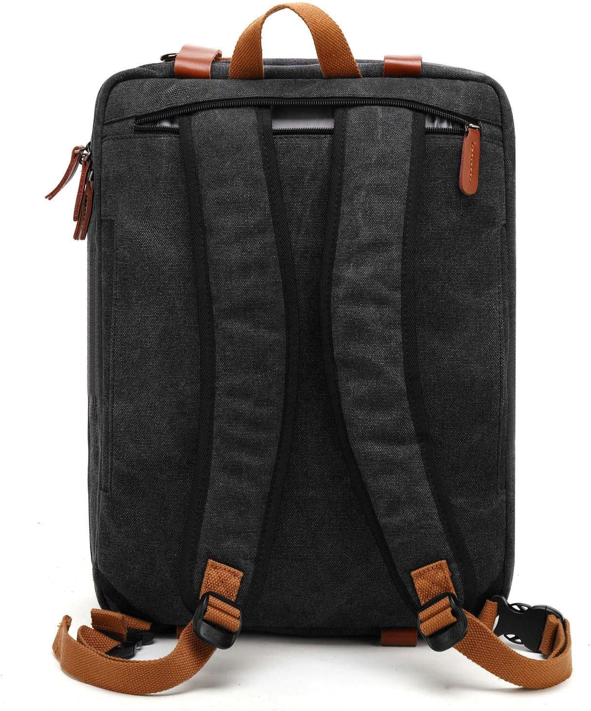 CoolBELL 15.6Inches Convertible Backpack Messenger Shoulder bag Laptop Case Handbag Business Briefcase Multi-functional Travel Rucksack Fits 15.6 Inch Laptop For Men/Women (Cancas Black)