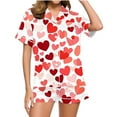 thumbnail image 2 of Byworldtasic Valentine's Womens Button Down Pajamas Set Short Sleeve Sleepwear Soft Pj Lounge Sets, 2 of 5