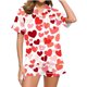 thumbnail image 3 of RKSTN Women's Valentines Pajama Sets Plus Size Notch Collar Button Down Valentine's Day Print Short Sleeve T Shirts Top and Shorts 2 Piece Set Womens Casual Lapel Shirt and Pjs Shorts Matching Set, 3 of 6