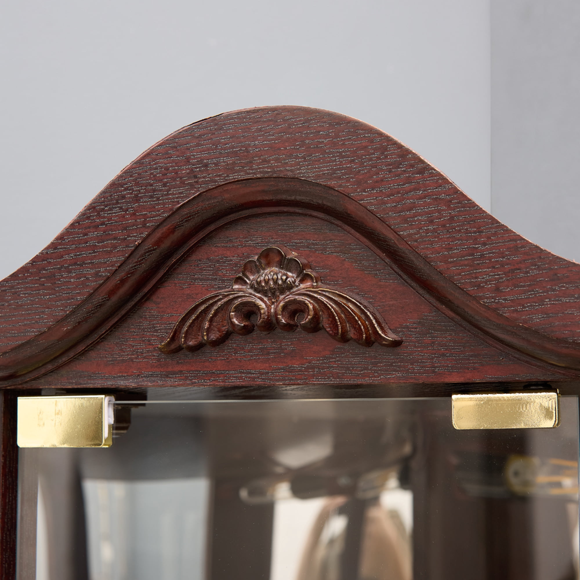 Leumius Glass Cabinet Lighted Corner Cabinet Corner Display Curio Cabinet, Glass Display with Light(Included)Bar Cabinet,Wine Cabinet with Adjustable Glass Shelves for Home Decor Cherry