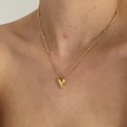 thumbnail image 5 of Cute Heart Necklace Petite Gold Heart Charm Choker Necklace Cube Heart Charm Choker 14K Gold Plated Beaded Chain, 5 of 5