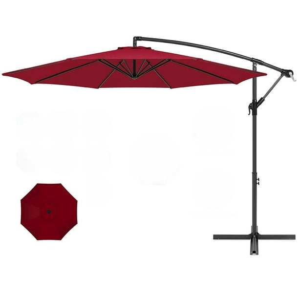 Xtremepowerus 10 Ft Offset Cantilever Patio Umbrella Off Set Outdoor Hand Crank W Base Burdy Com 10 Ft Offset Cantilever Patio Umbrella, 10 Ft Cantilever Patio Umbrella