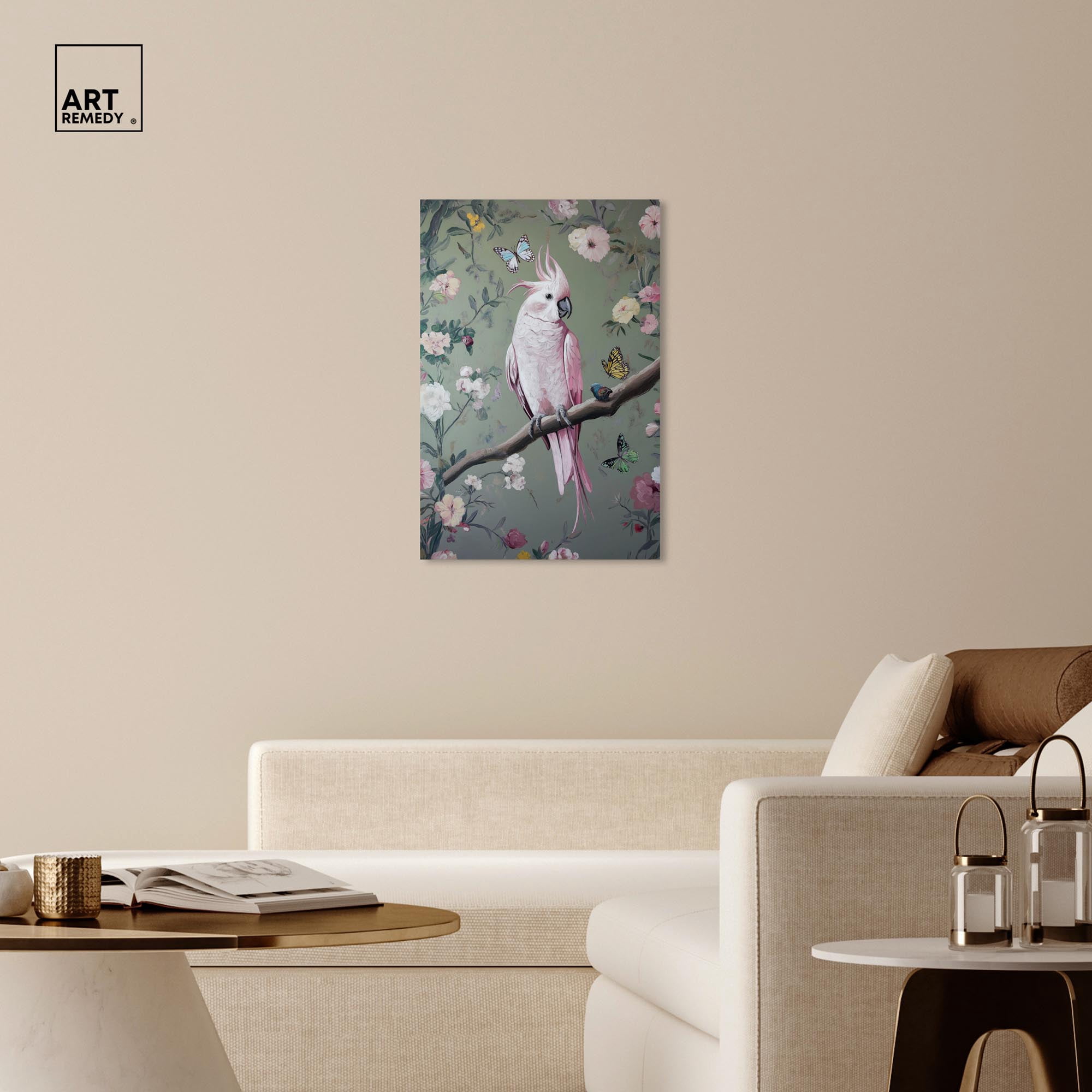 Rose Plume II Canvas Bird Maximalist by Art Remedy, Gallery Wrapped, 24" x 36"