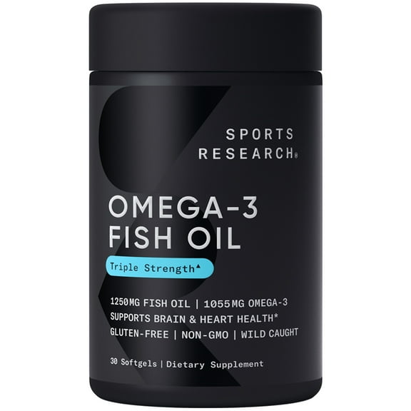 Sports Research Omega-3 Fish Oil, Triple Strength , 30 Softgels