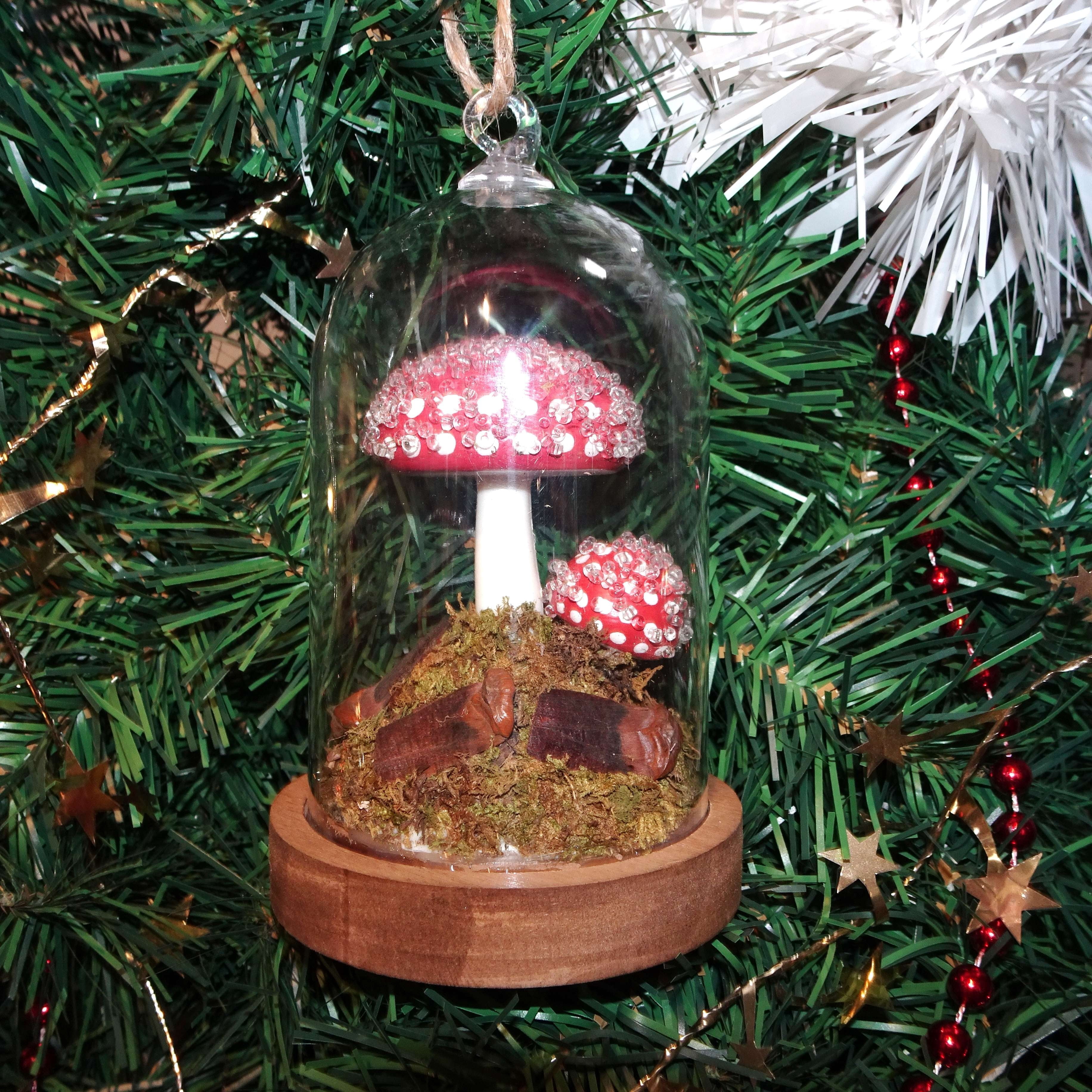 Red/White/Brown Mushroom in Dome Christmas Ornament, 6", by Holiday Time