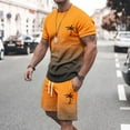thumbnail image 1 of Men's Suits Product Category and Title Synthesis for Summer Tracksuit Plus Size Short Sleeve O Neck Athletic Casual Color Block Drawstring Waist Set, 1 of 4