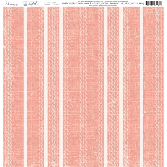 Heidi Swapp Set Sail Double-Sided Cardstock 12"X12"-Canvas Stripes Peach