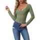 thumbnail image 1 of Cuerpo de encaje de mujer INSPIRE CHIC, top de manga larga, escote en V, leotardo, color verde S, 1 of 6