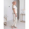 thumbnail image 4 of Conjunto 2 Piezas, Blusa Manga Corta y Pantalón Recto con Abertura, Estilo Elegante y Moderno para Mujer, 4 of 5