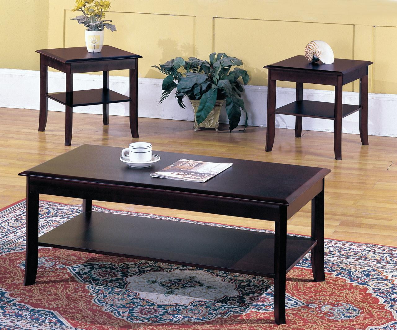 Contemporary Home Living Set of 3 Brown Cherry Wood Tables 42