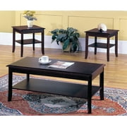 Vania 3 Piece Contemporary Storage Coffee Table Set, Dark Cherry Wood