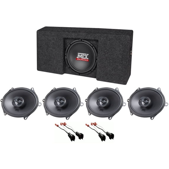 10" MTX Subwoofer+Box+Front+Rear Speakers For 2009-15 Ford F-150 Super Crew Cab