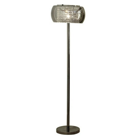 Hana 61 Inch Floor Lamp - Modern Crystal Glass Shade - Metal - Black Nickel