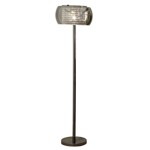 Hana 61 Inch Floor Lamp - Modern Crystal Glass Shade - Metal - Black Nickel