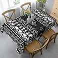 thumbnail image 2 of Geometric Tribal Table Cloth Rectangle - Chic Bohemian Ethnic Table Cover Black White Stripes Triangle Tablecloth Tabletop Decoration for Picnic Banquet Party Kitchen - 60 x 84 Inch, 2 of 6